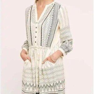 Anthropologie Floreat Perrie Cream Tunic Dress 8